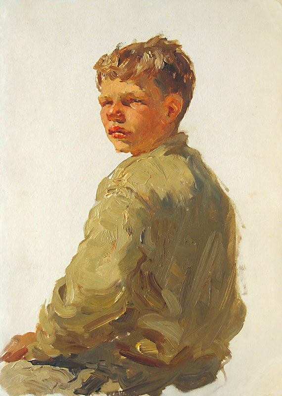 Соколов А. Деревенский мальчик. Этюд к картине «Хлеб пошёл!». 1952