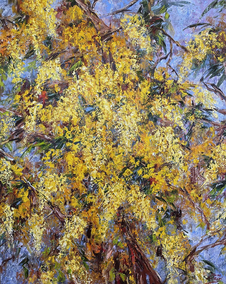 «Март. Мимоза» („March. Mimosa“), холст/масло, 150/120 см, 2021 г.