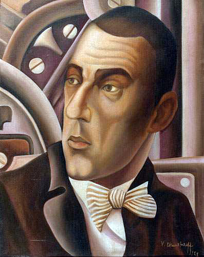 Портрет Владимира Мейерхольда. 1922. Холст, масло. 71,5х56,2 см (в названии картины ошибка; художник случайно написал Владимир вместо Всеволод)