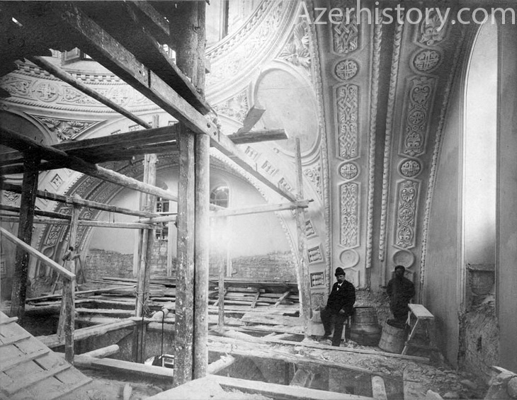 Отделочные работы внутри собора А.Невского в 1895 году