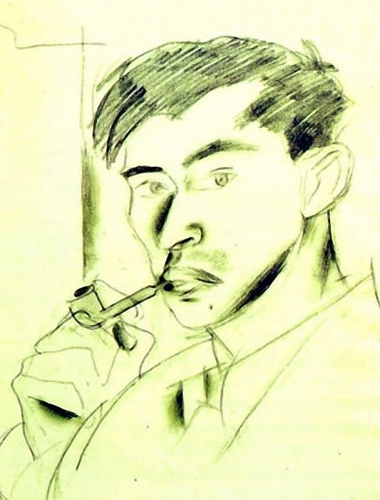 Автопортрет с трубкой. 1919 г.