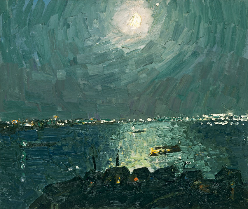 В. Овчинников. Лунная ночь на Волге. 1975