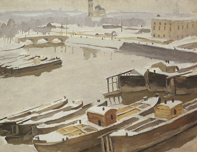 А. С. Ведерников. Тучков мост. Нева. 1935
