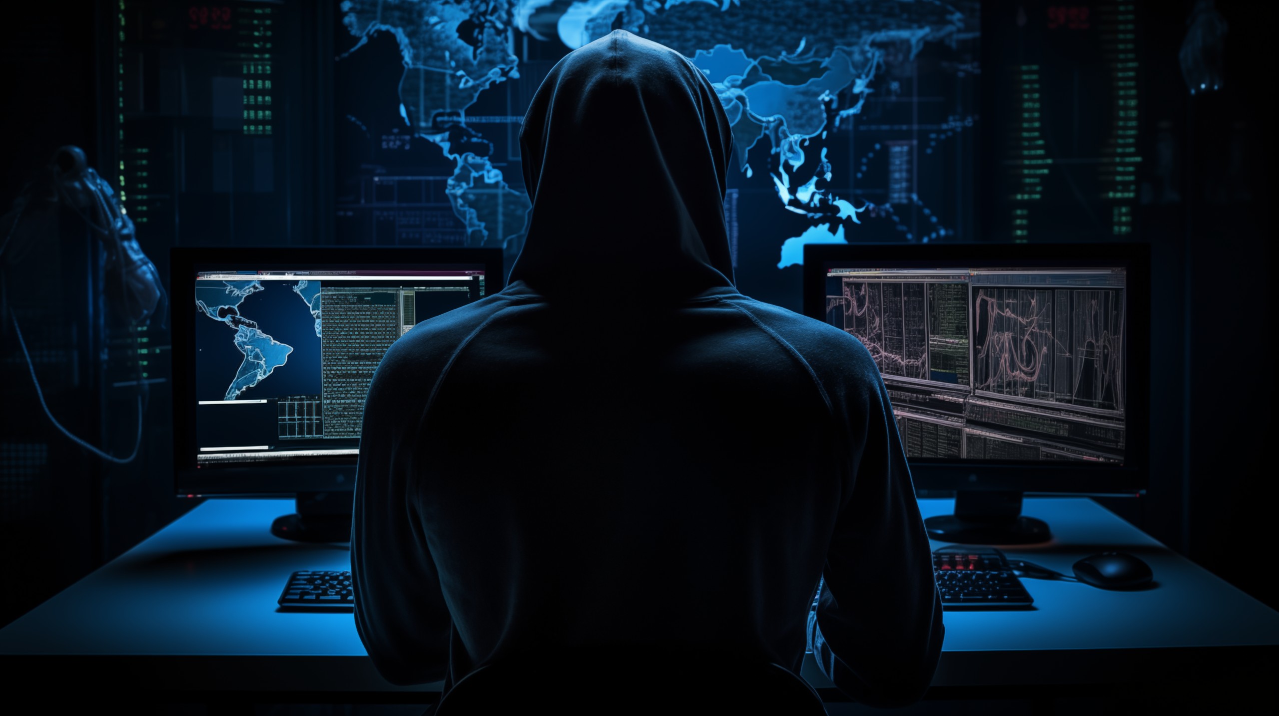 A Hacker Works at a COmputer in a Dark Room.jpg