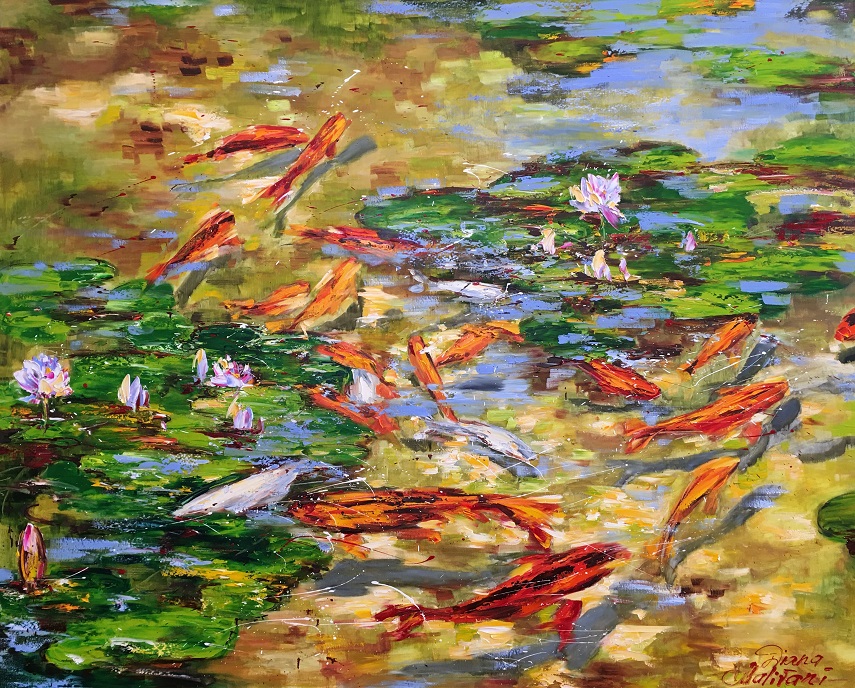 «Пруд под летним солнцем» („L’étang sous le soleil d’été“), холст/масло, 120/150 см, 2021 г.