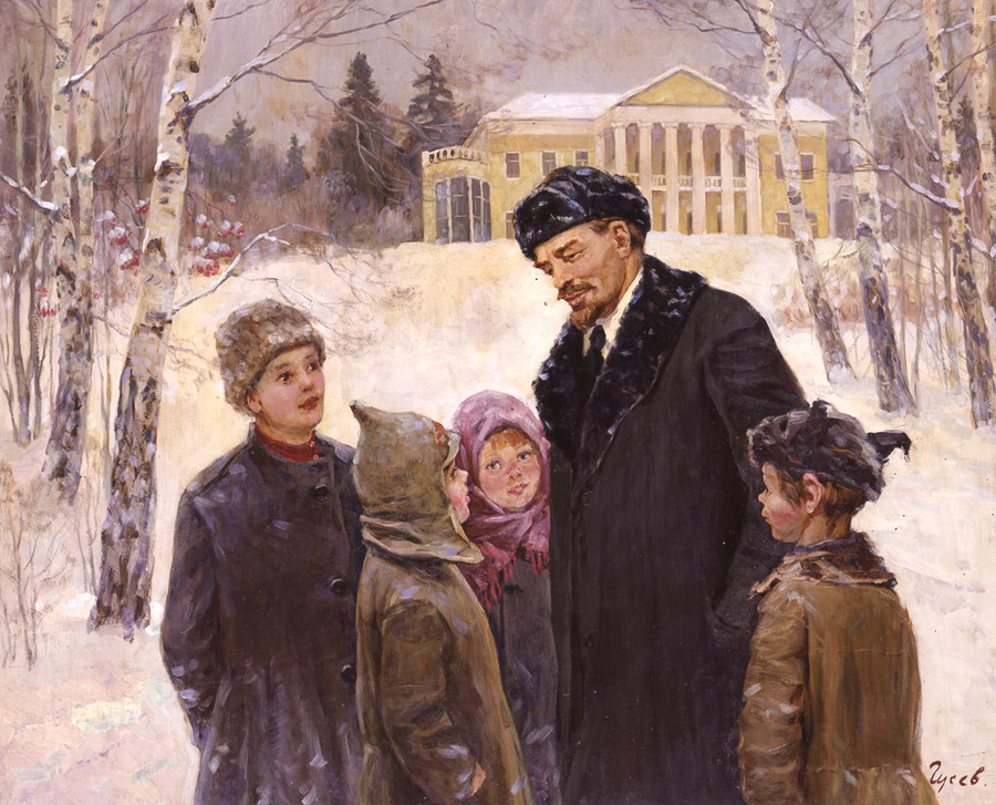 Владимир Гусев. «Ленин с детьми в Горках». 1985. Холст, масло.
