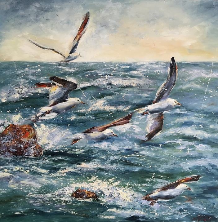 «Чайки» („Gulls“), холст/масло, 100/100 см, 2018 г.