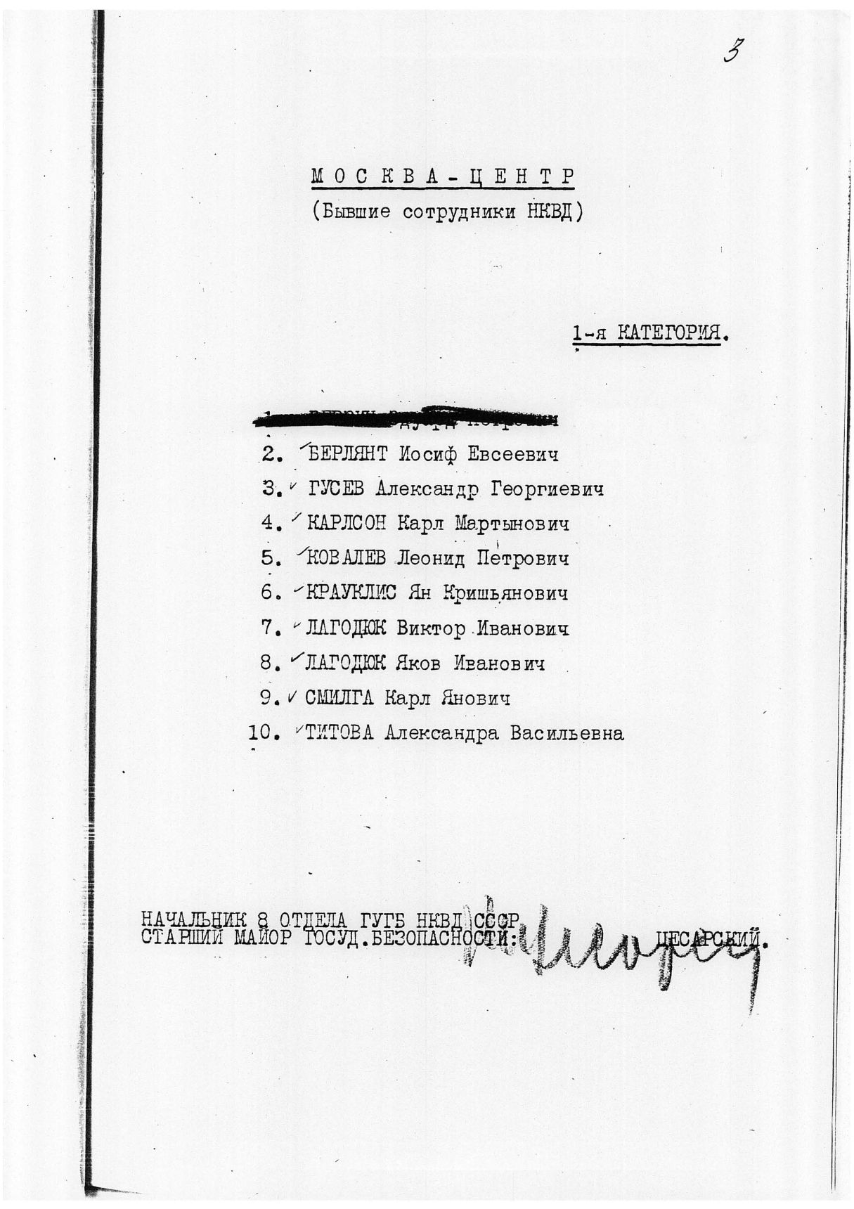 Сталинский расстрельный список в ОП от 19.4.1938 г. (подпись И. И. Шапиро)