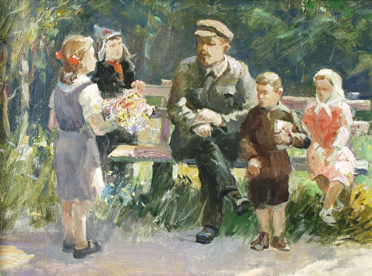 Куракин Василий. «Ленин с детьми. Эскиз». 1975. Холст, масло.