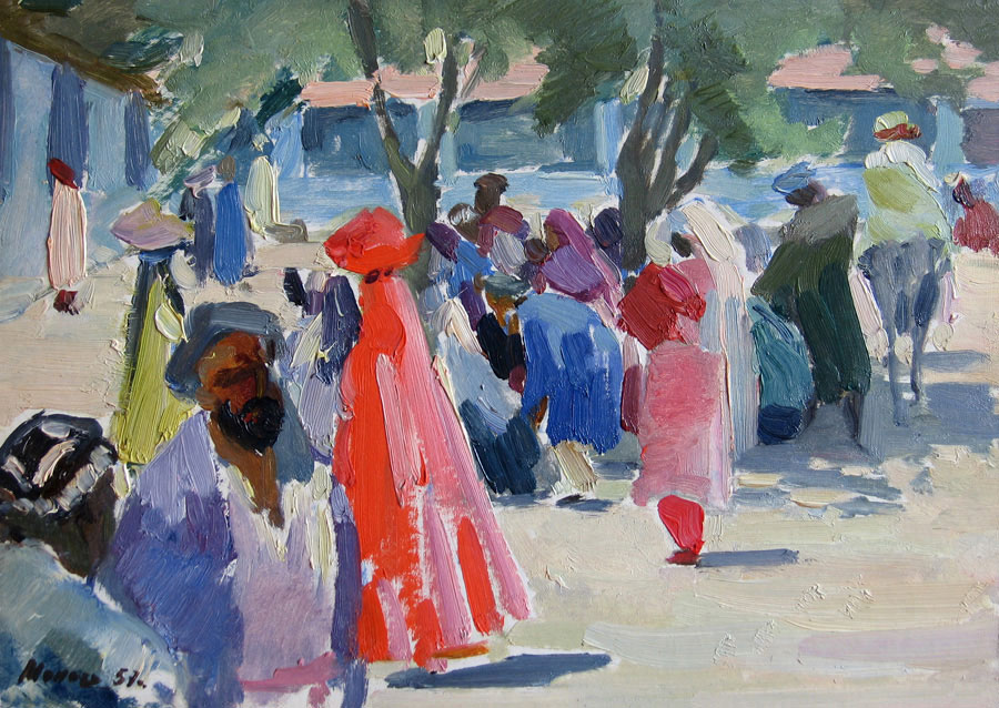 Монахова В. Самаркандский базар. 1956