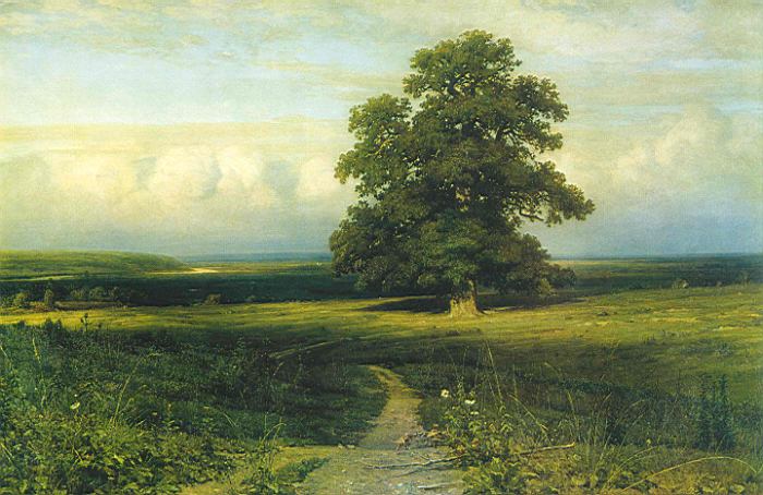 Среди долины ровныя.... 1883 (художник использовал картину-этюд «Дубы», созданную в Дюссельдорфе (Германия) в 1865 г.[1])