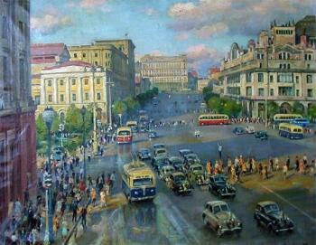 «Москва. Площадь Свердлова», 1955 г. Холст, масло. Дальневосточный художественный музей