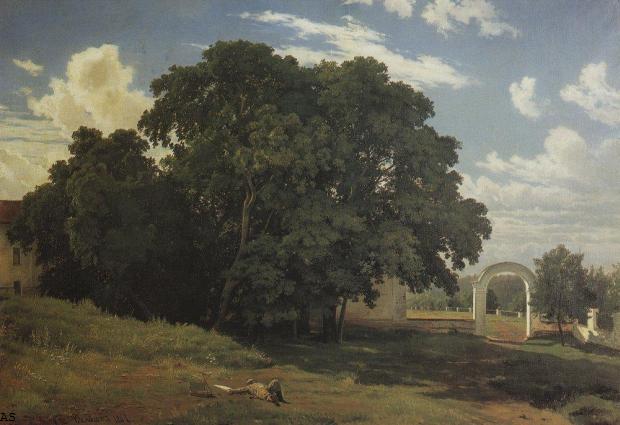 У церковной ограды. Валаам. 1867