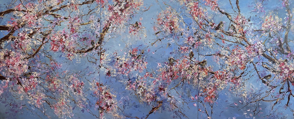 «Весна». Триптих („Spring“. Triptych), холст/масло, 150/360 см, 2021 г.