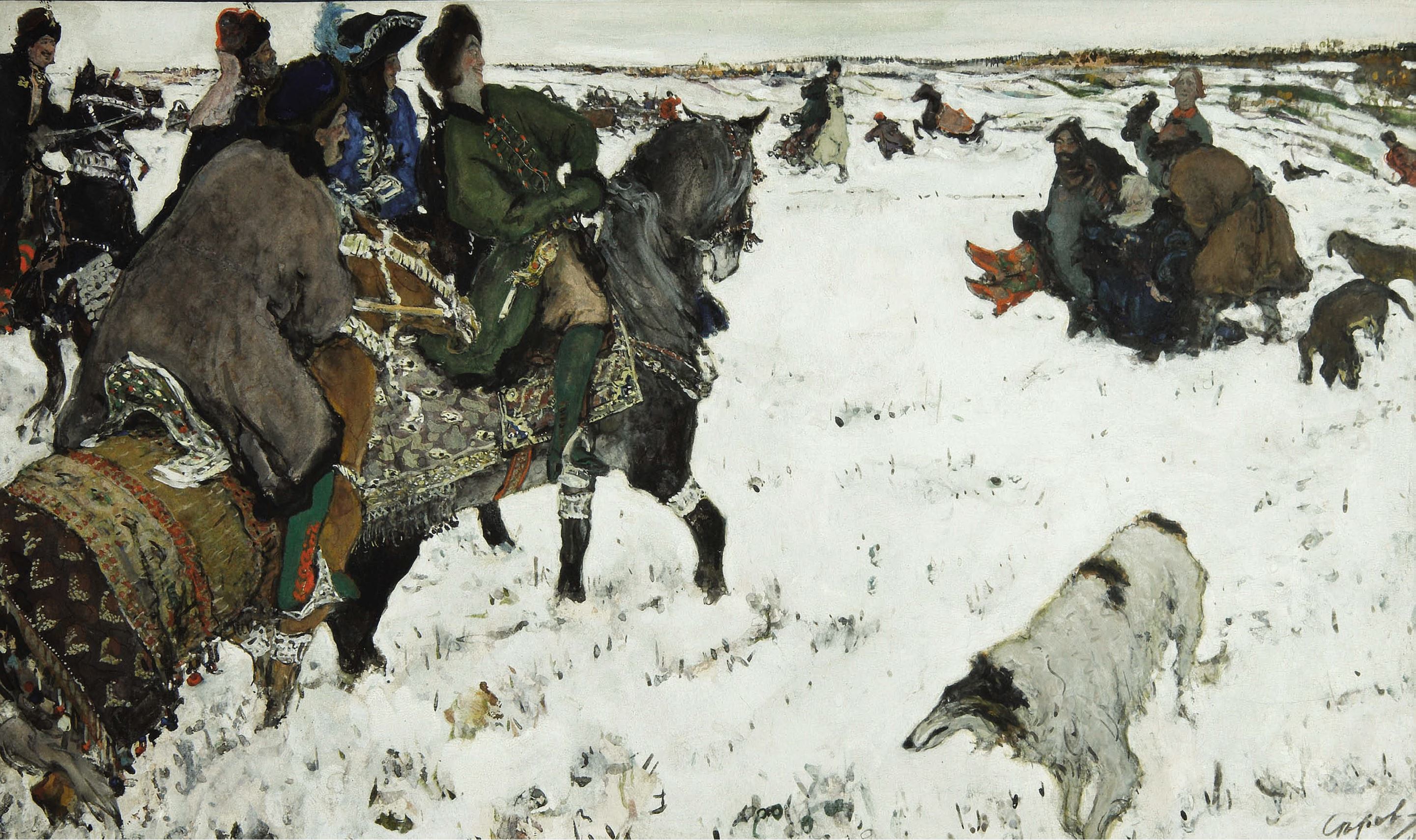 Файл:Петр-I-на-псовой-охоте.-1902.jpg