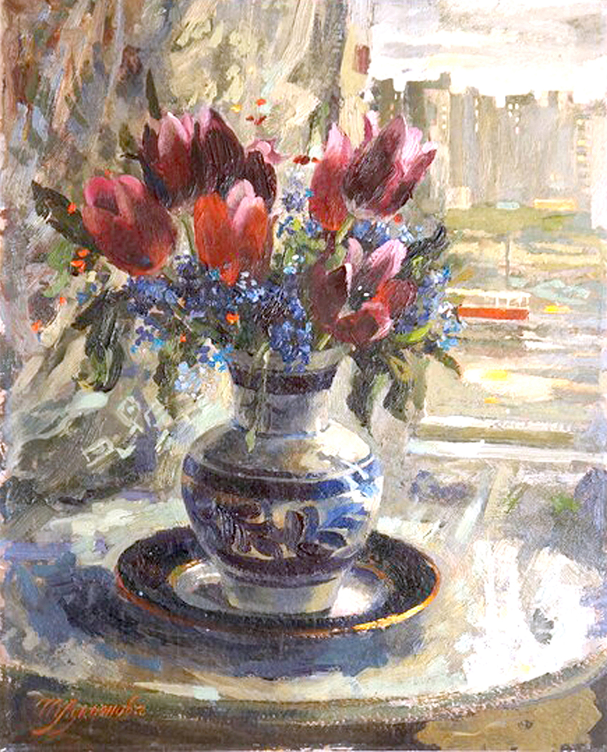 Т. В. Лукьянова, Букет. Ленинград за окном. 1995