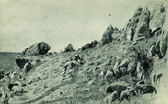 Скалы на берегу моря. Гурзуф. 1879